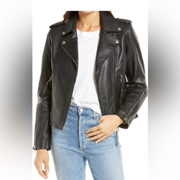 Sam Edelman genuine lamb leather biker jacket size XS, NWT - Picture 2 of 11